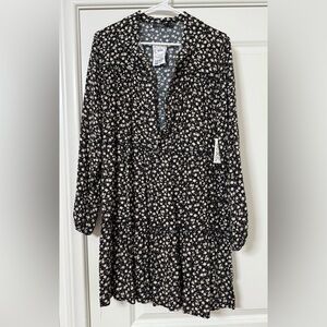 Floral Black and White Dress